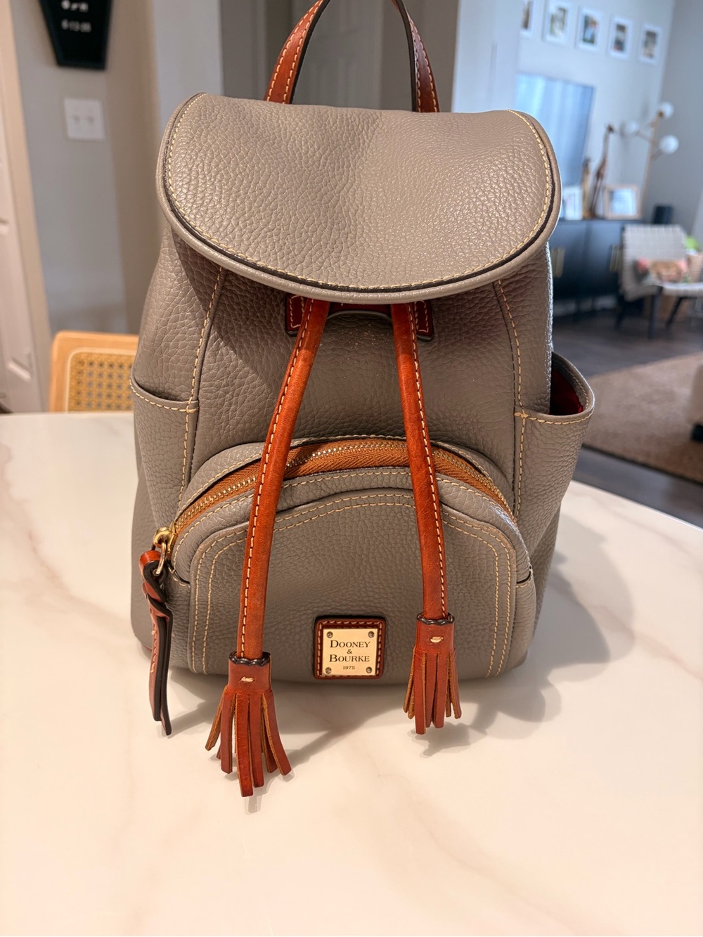 Dooney & Bourke Gray Pebbled Leather Small Murphy Backpack